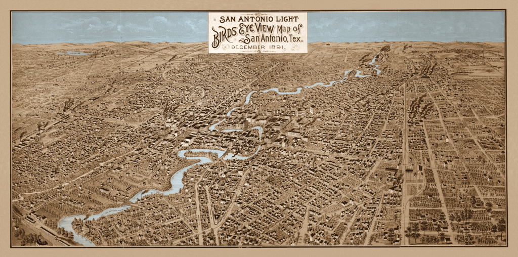 1891 Bird's Eye Map of San Antonio