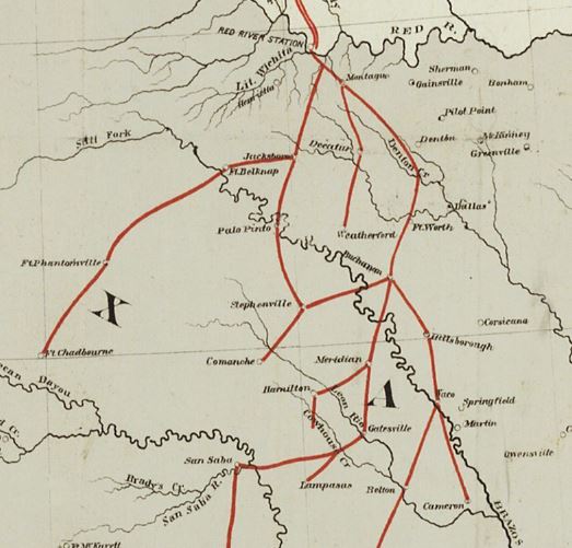 1872 Texas Cattle Trail Map - Copano Bay Press