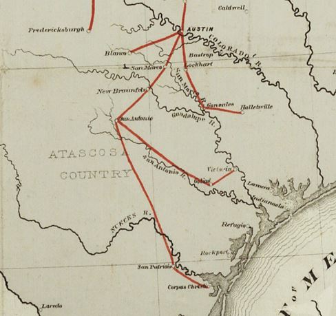 1872 Texas Cattle Trail Map - Copano Bay Press