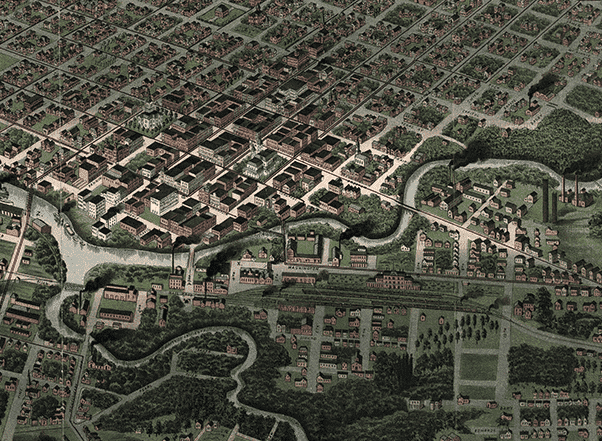 1891 Bird's Eye Map of Houston - Copano Bay Press