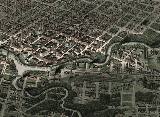 1891 Bird's Eye Map of Houston - Copano Bay Press