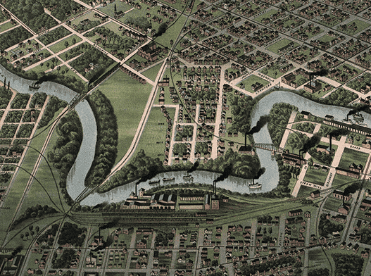 1891 Bird's Eye Map of Houston - Copano Bay Press