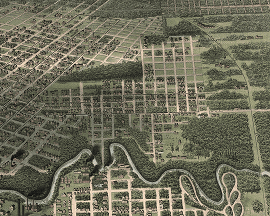 1891 Bird's Eye Map of Houston - Copano Bay Press