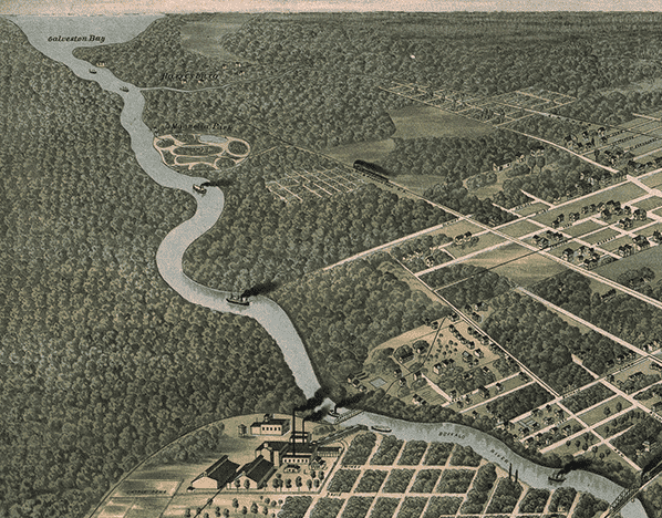 1891 Bird's Eye Map of Houston - Copano Bay Press