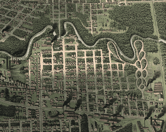 1891 Bird's Eye Map of Houston - Copano Bay Press