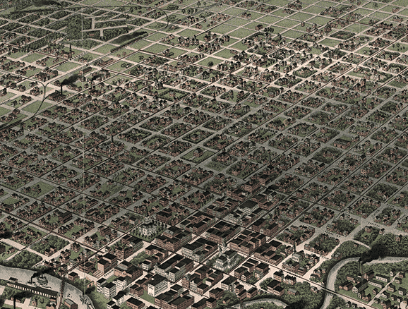 1891 Bird's Eye Map of Houston - Copano Bay Press