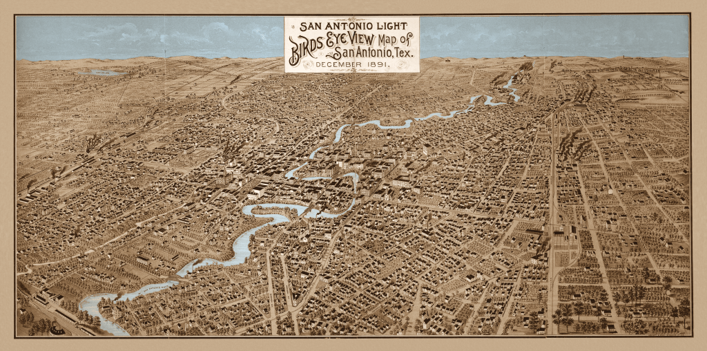 1891 Bird's Eye Map of San Antonio - Copano Bay Press