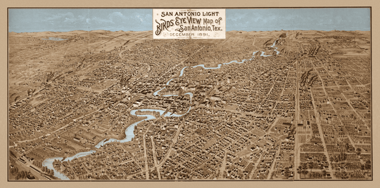 1891 Bird's Eye Map of San Antonio - Copano Bay Press