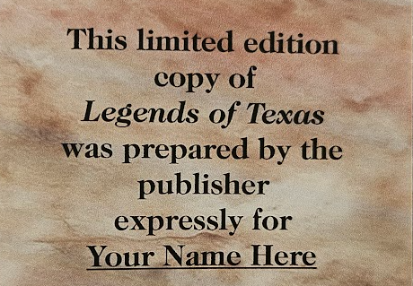 Legends of Texas by J. Frank Dobie  - Personalized Limited Edition