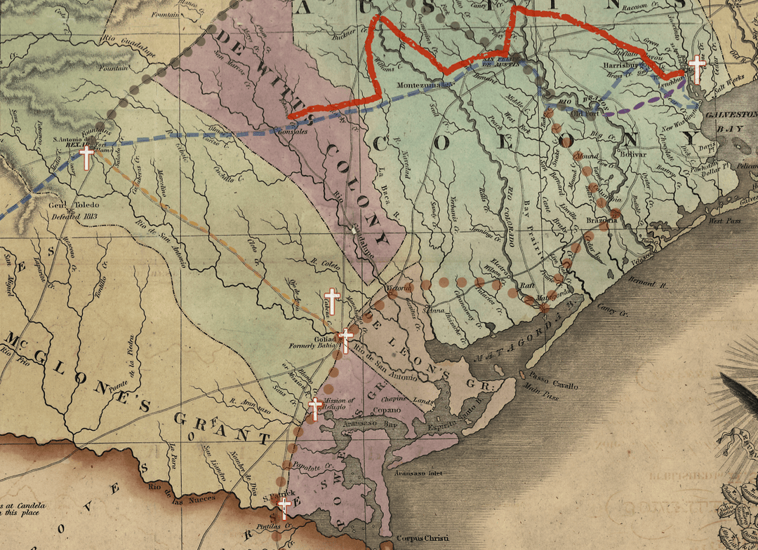 Campaign Map of the Texas Revolution - 1836 - Copano Bay Press