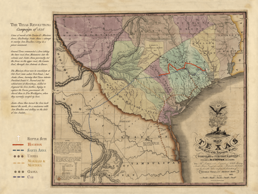 Campaign Map of the Texas Revolution - 1836 - Copano Bay Press