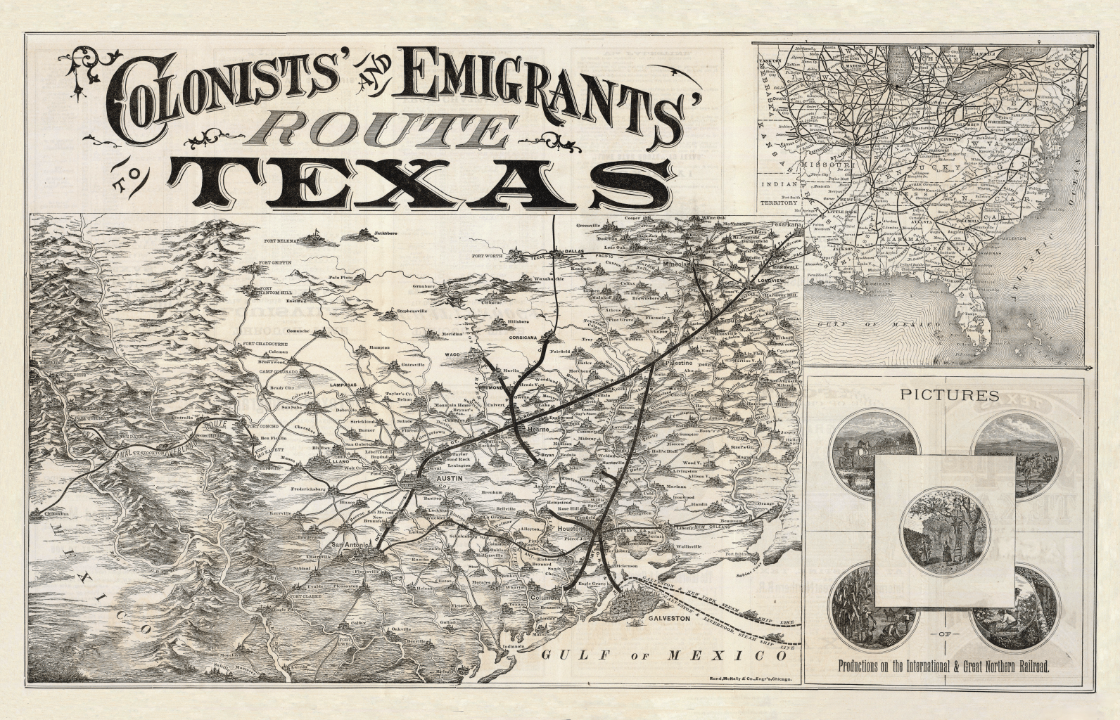 Colonists and Emigrants Route to Texas - 1878 - Copano Bay Press