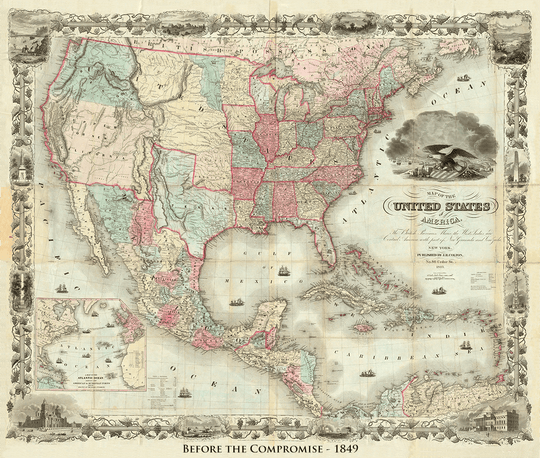 Colton's Map of United States and Texas - 1849 - Copano Bay Press