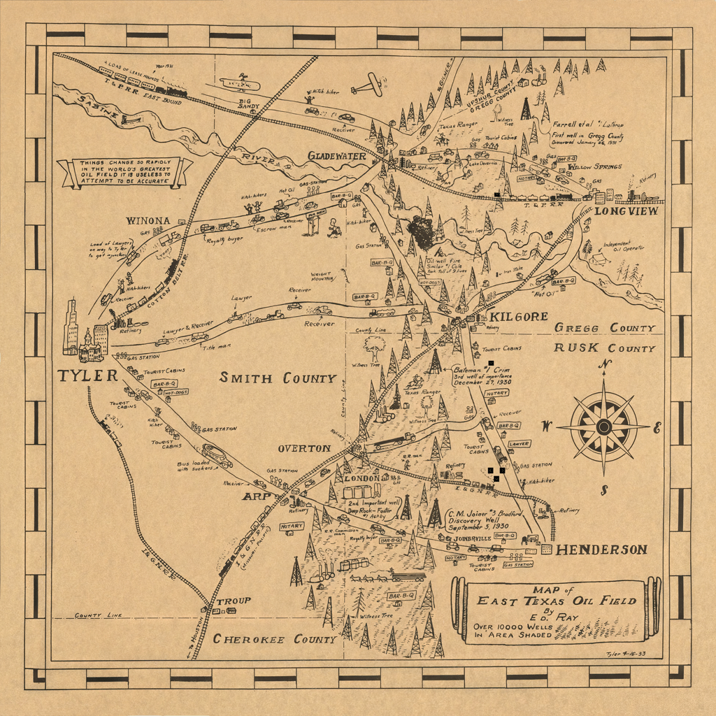 East Texas Oil Boom - 1933 Map - Limited Edition - Copano Bay Press