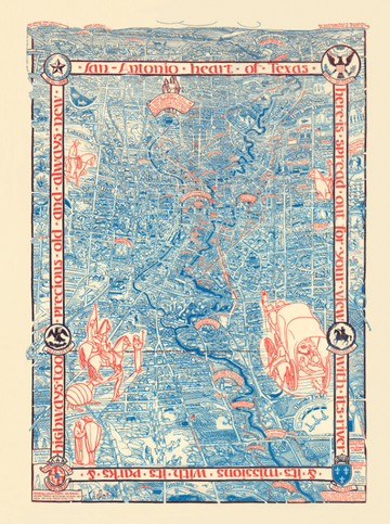 Edwards' 1926 Historic Guide Map of San Antonio - Limited Edition Fine Art Print