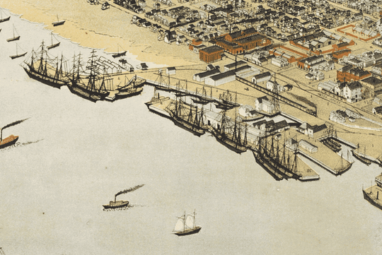 Galveston's Gilded Age - 1885 Bird's Eye Map - Copano Bay Press