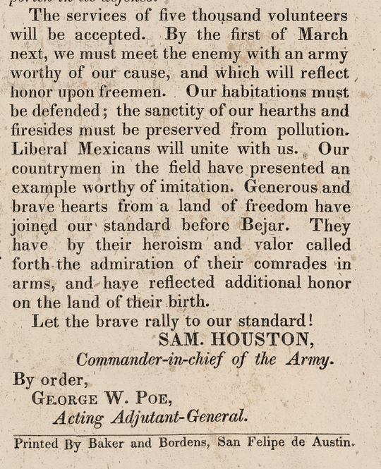 General Houston's Proclamation - 1835 - Copano Bay Press