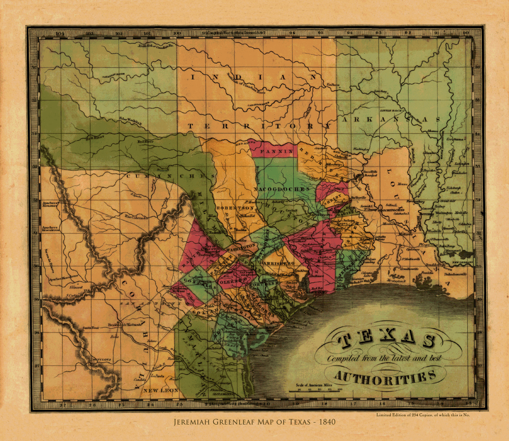 Greenleaf's Map of the Republic of Texas - 1840 - Copano Bay Press