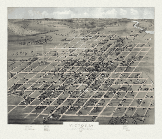 Map of Victoria, Texas in 1873 - Fine Art Print - Copano Bay Press