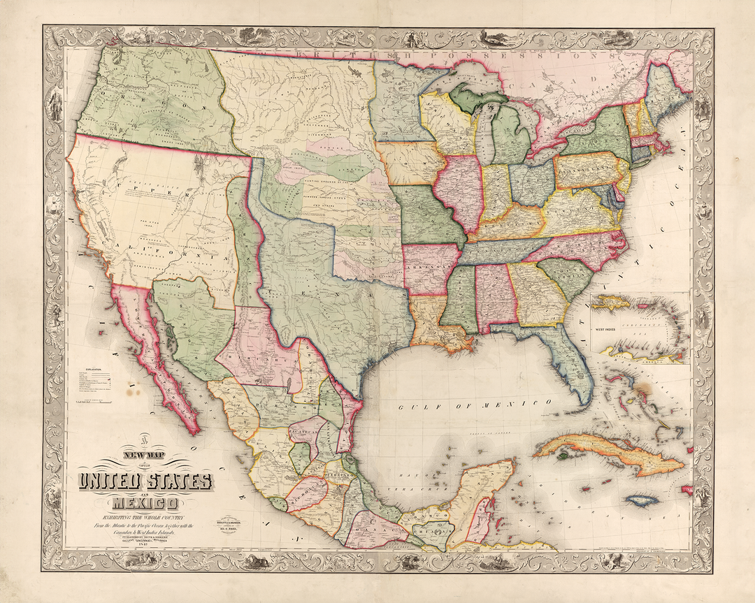 Monk's 1847 Map, 30x24