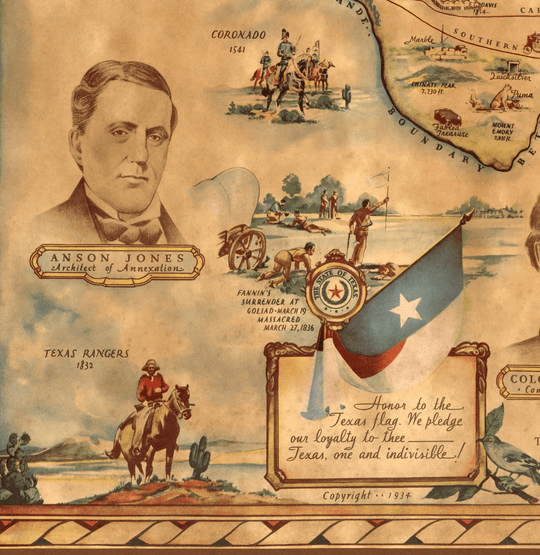 Official Centennial map of Texas - 1936 - Copano Bay Press