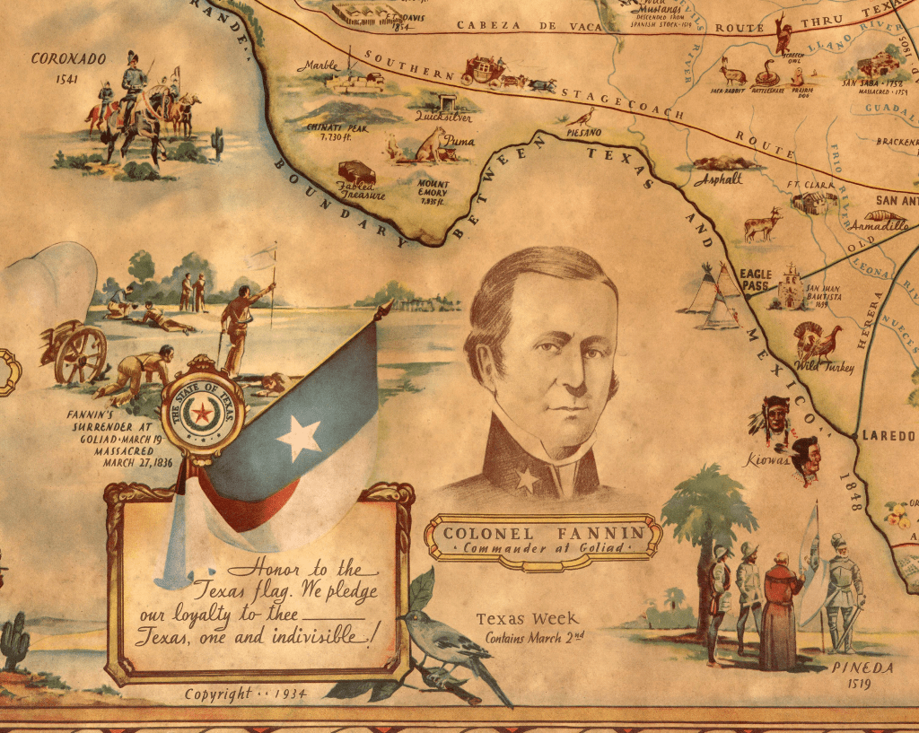 Official Centennial map of Texas - 1936 - Copano Bay Press