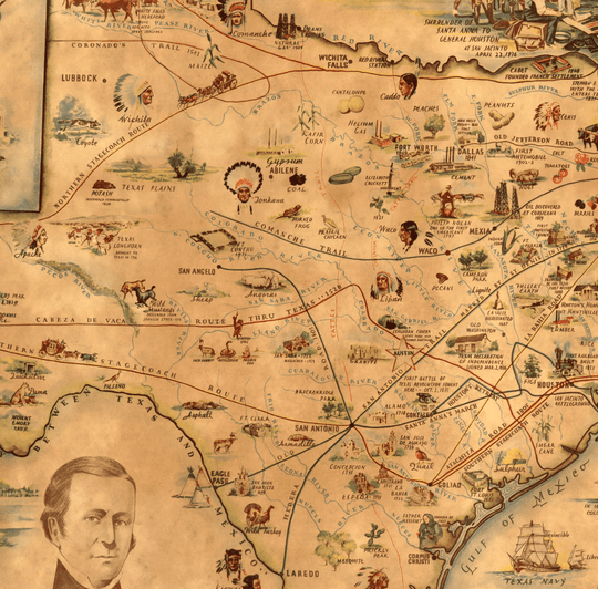 Official Centennial map of Texas - 1936 - Copano Bay Press