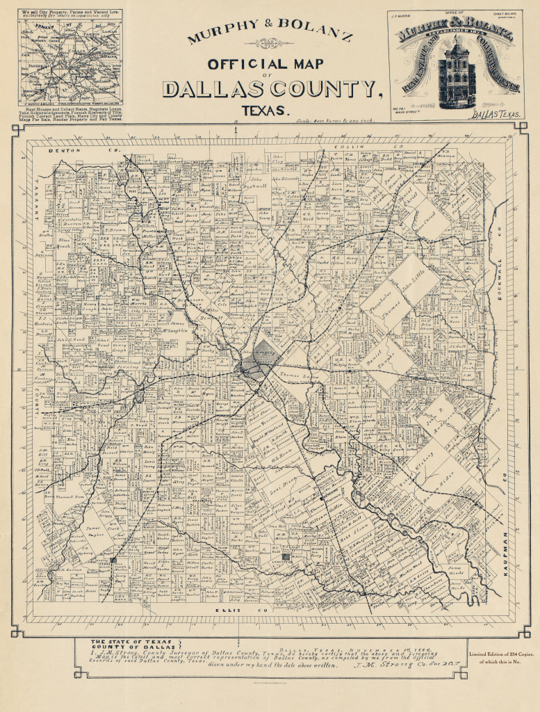 Official Map of Dallas County - 1886 - Copano Bay Press