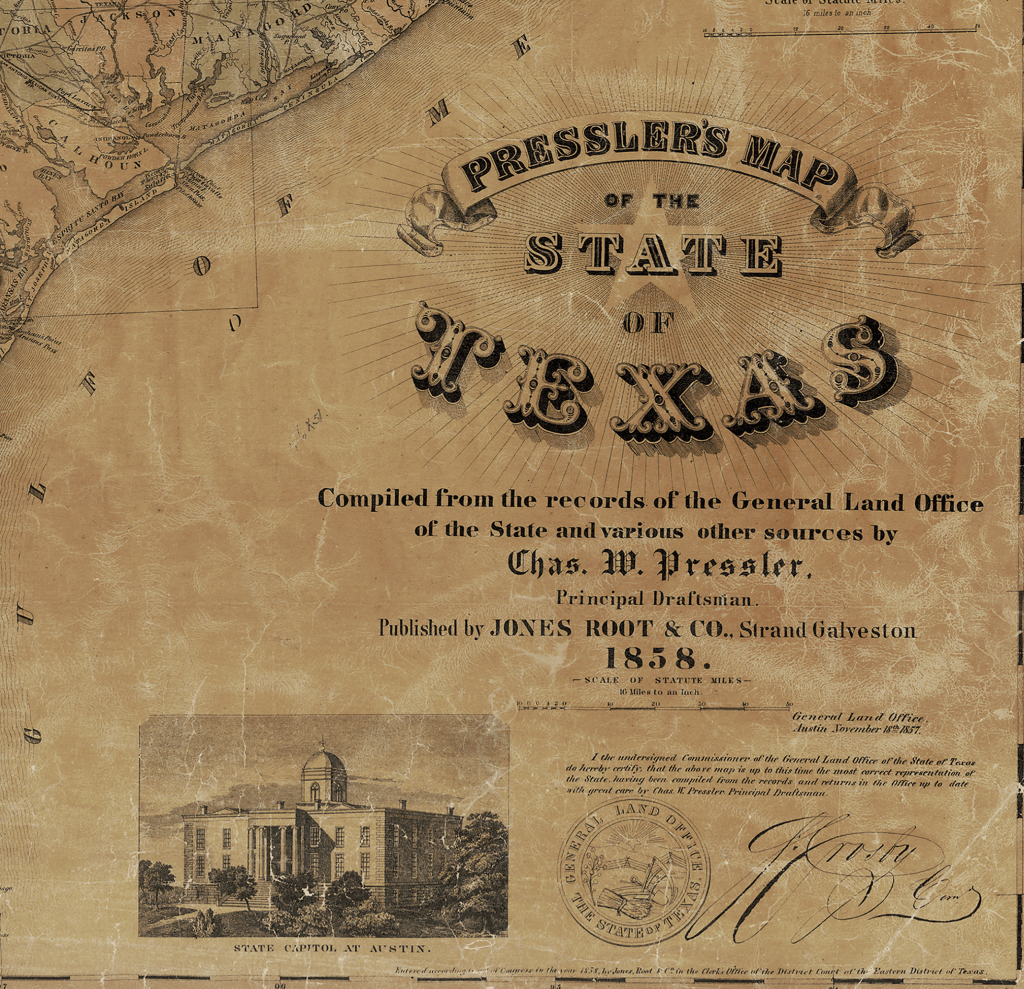 Pressler's Map of Texas - 1858 - Copano Bay Press