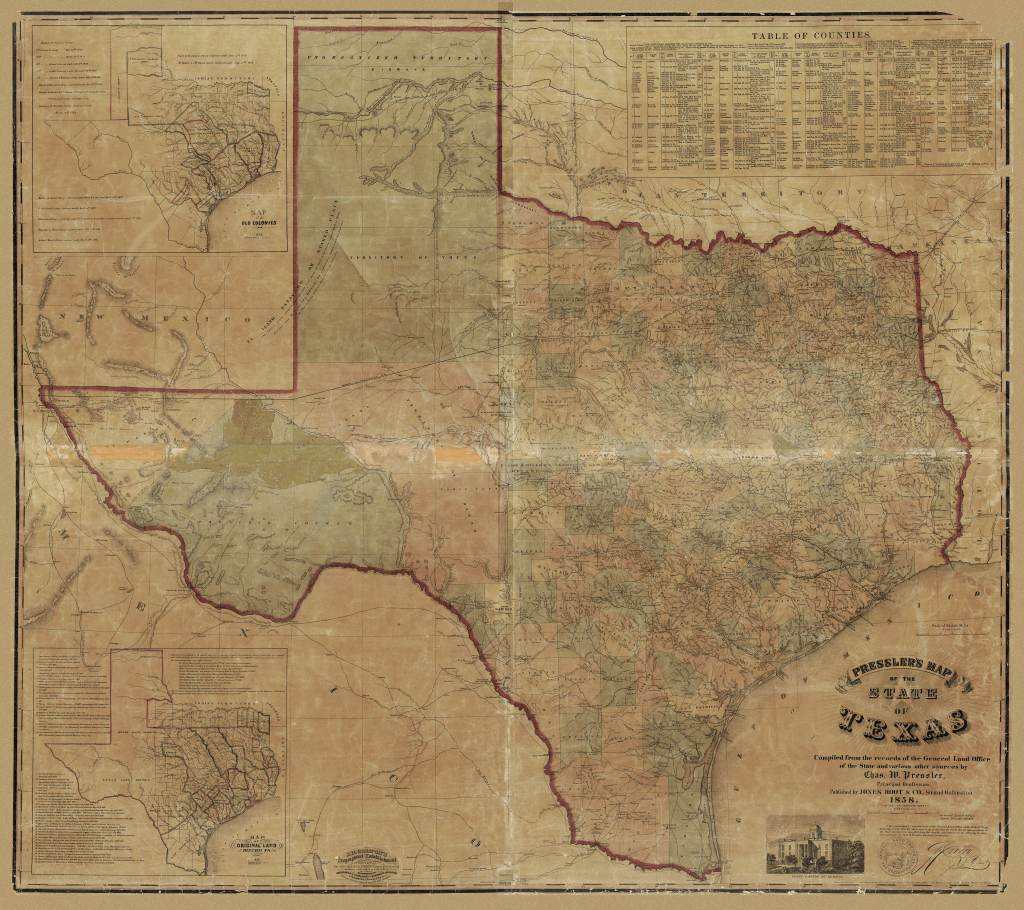 Pressler's Map of Texas - 1858 - Copano Bay Press