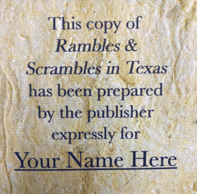 Rambles and Scrambles in Texas - Personalized Limited Edition - Copano Bay Press