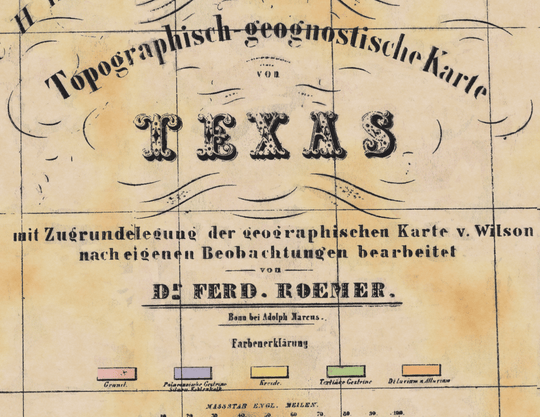 Roemer's Geological Map of Texas - 1849 - Copano Bay Press