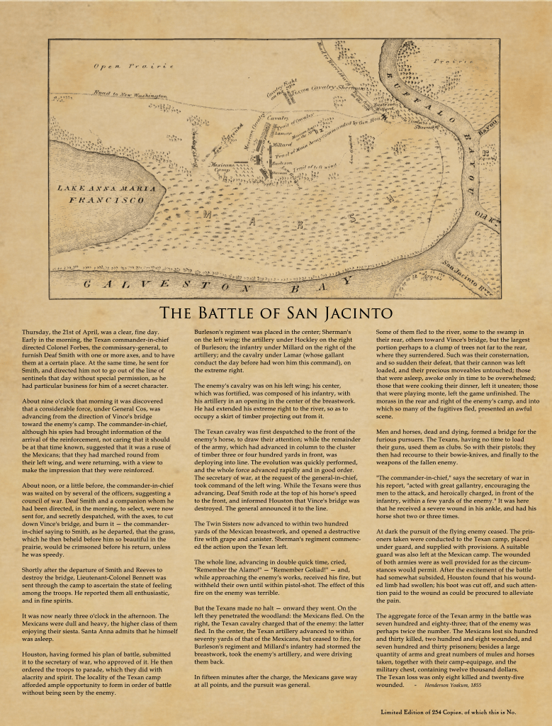 San Jacinto Battleground Map - Copano Bay Press