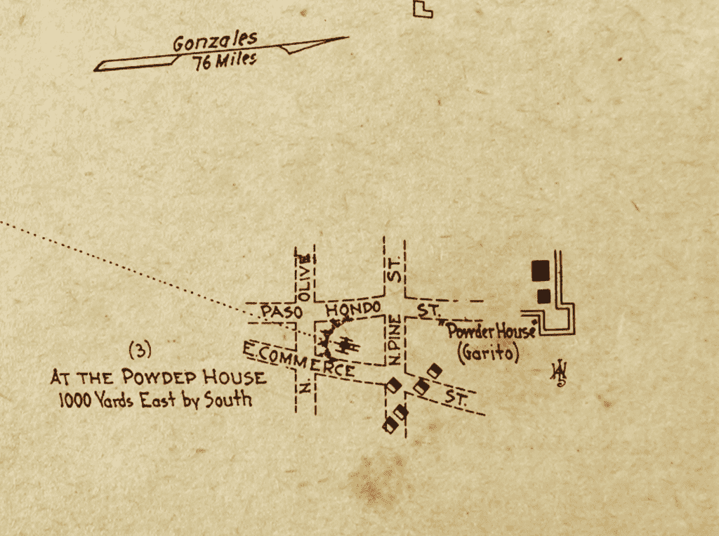 Siege of the Alamo Map by Col. Andrew Jackson Houston - Copano Bay Press