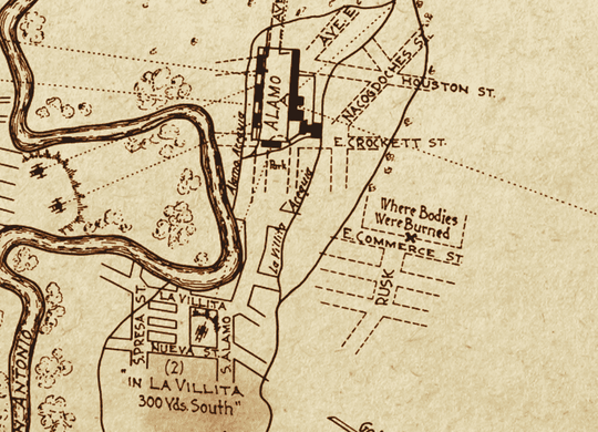 Siege of the Alamo Map by Col. Andrew Jackson Houston - Copano Bay Press