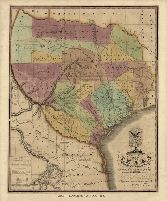 Stephen F. Austin's Map of Texas - 1837 - Copano Bay Press