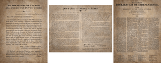 Texas Declaration of Independence, Travis' "Victory or Death" and "God & Texas" Letters (Trio of Fine Art Prints)