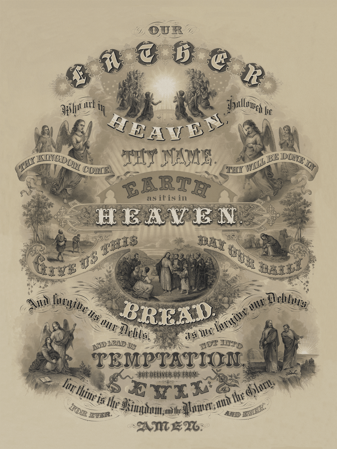 The Lord's Prayer - Nineteenth Century Print - Copano Bay Press