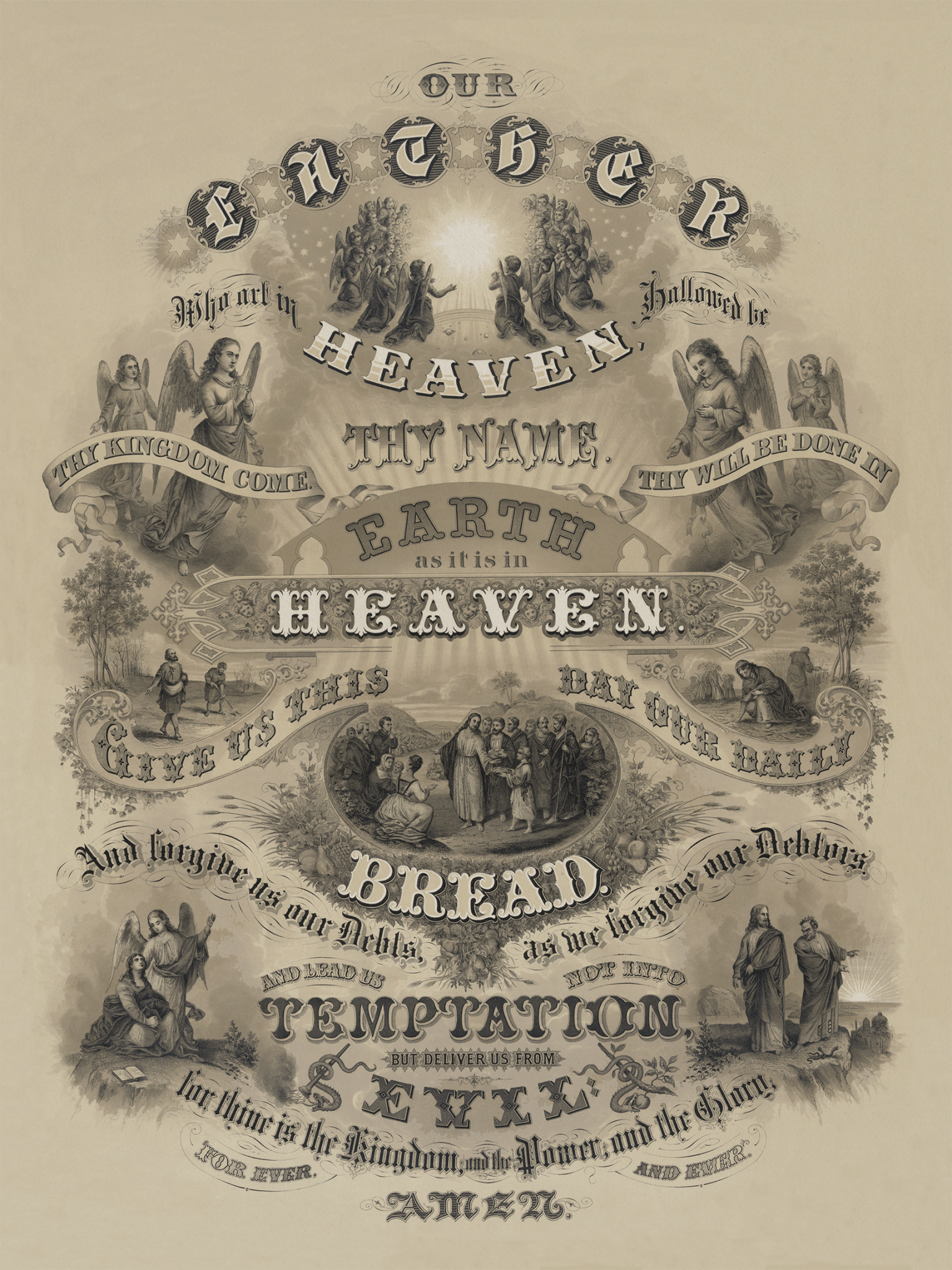 The Lord's Prayer - Nineteenth Century Print - Copano Bay Press