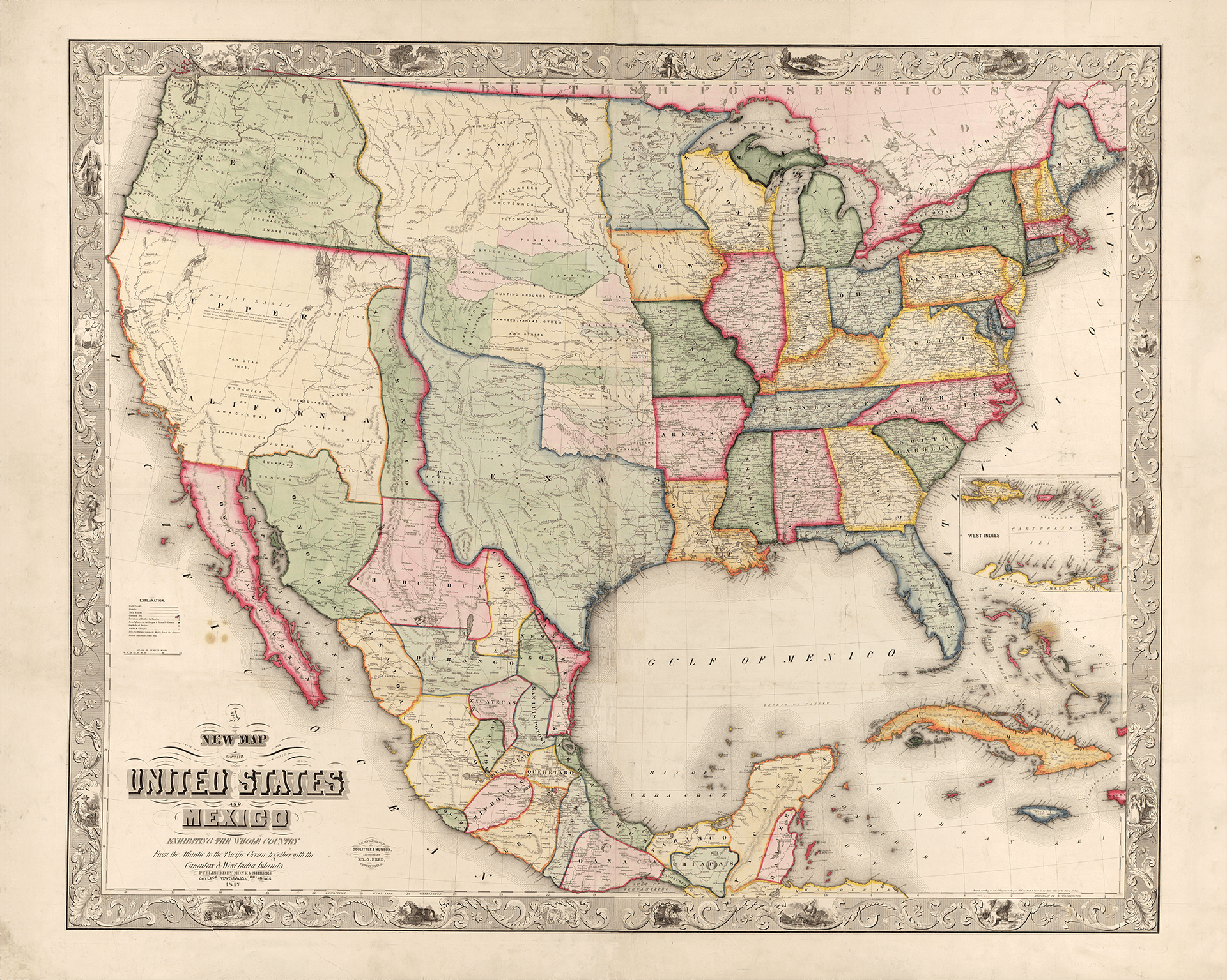 The Republic of Texas and The Infant West, 1847 Limited Edition Map - Copano Bay Press