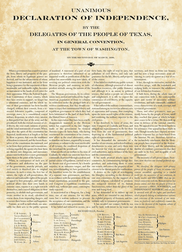 The Texas Declaration of Independence - Copano Bay Press