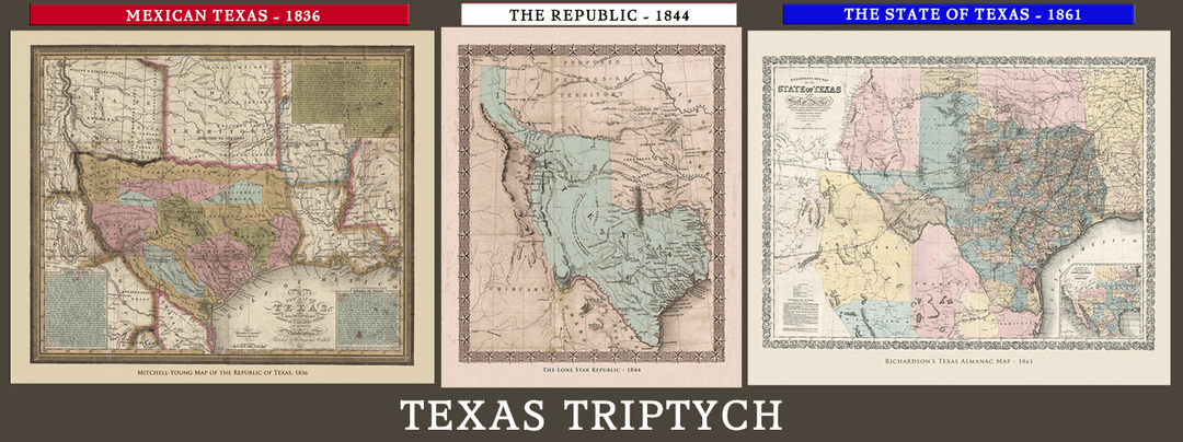 The Texas Triptych - Three Map Collection - Copano Bay Press