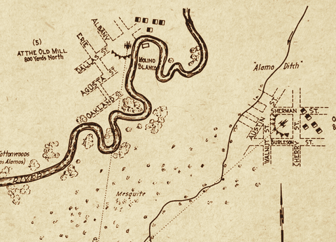 Siege of the Alamo Map by Col. Andrew Jackson Houston
