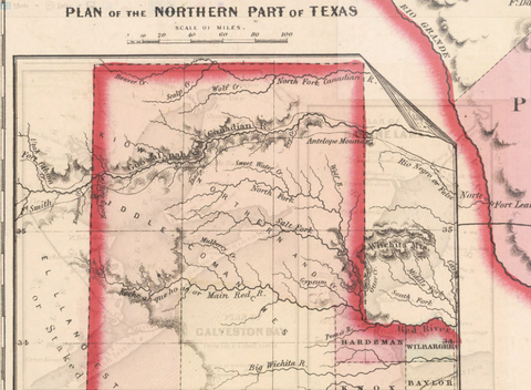 Colton's Map of Texas - 1866