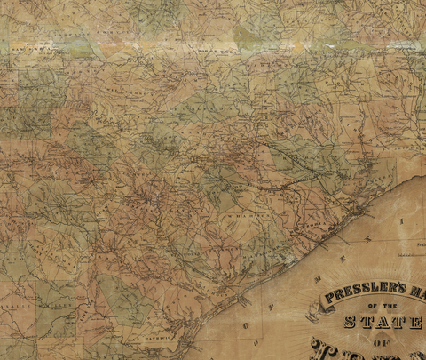 Pressler's Map of Texas - 1858