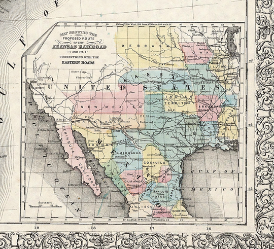 Richardson's Map of Texas - 1861