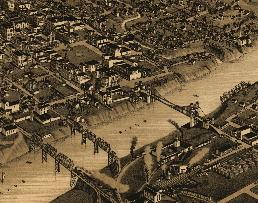 Bird's - Eye View of Waco - 1886 - Fine Art Print - Copano Bay Press