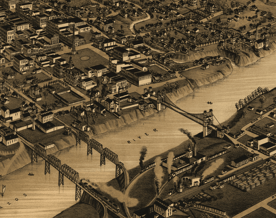 Bird's - Eye View of Waco - 1886 - Fine Art Print - Copano Bay Press
