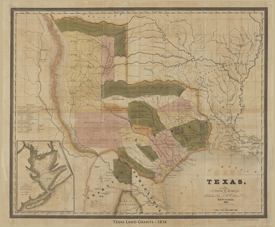 Texas Land Grant Map - 1834