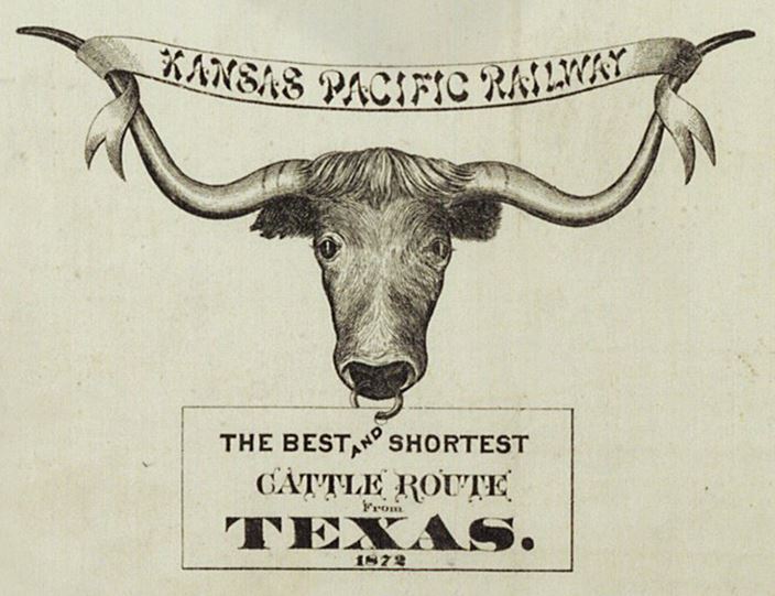 1872 Texas Cattle Trail Map